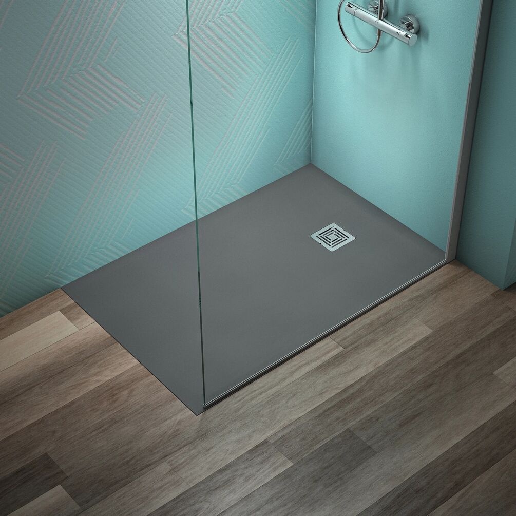 Lifestyle image of Ideal Standard Ultraflat S+ Concrete Grey 1200 x 800mm Stone Resin Shower Tray